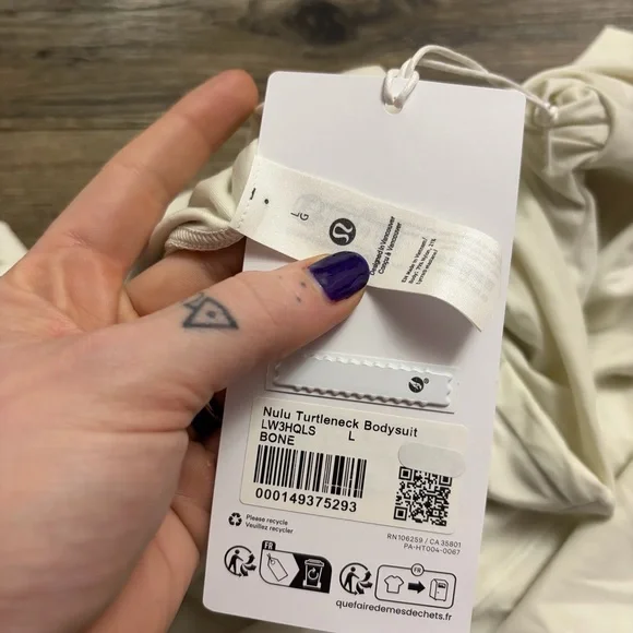 NWT Lululemon Wundermost Ultra-Soft Nulu Turtleneck Bodysuit (Bone) Size Large - Picture 2 of 7